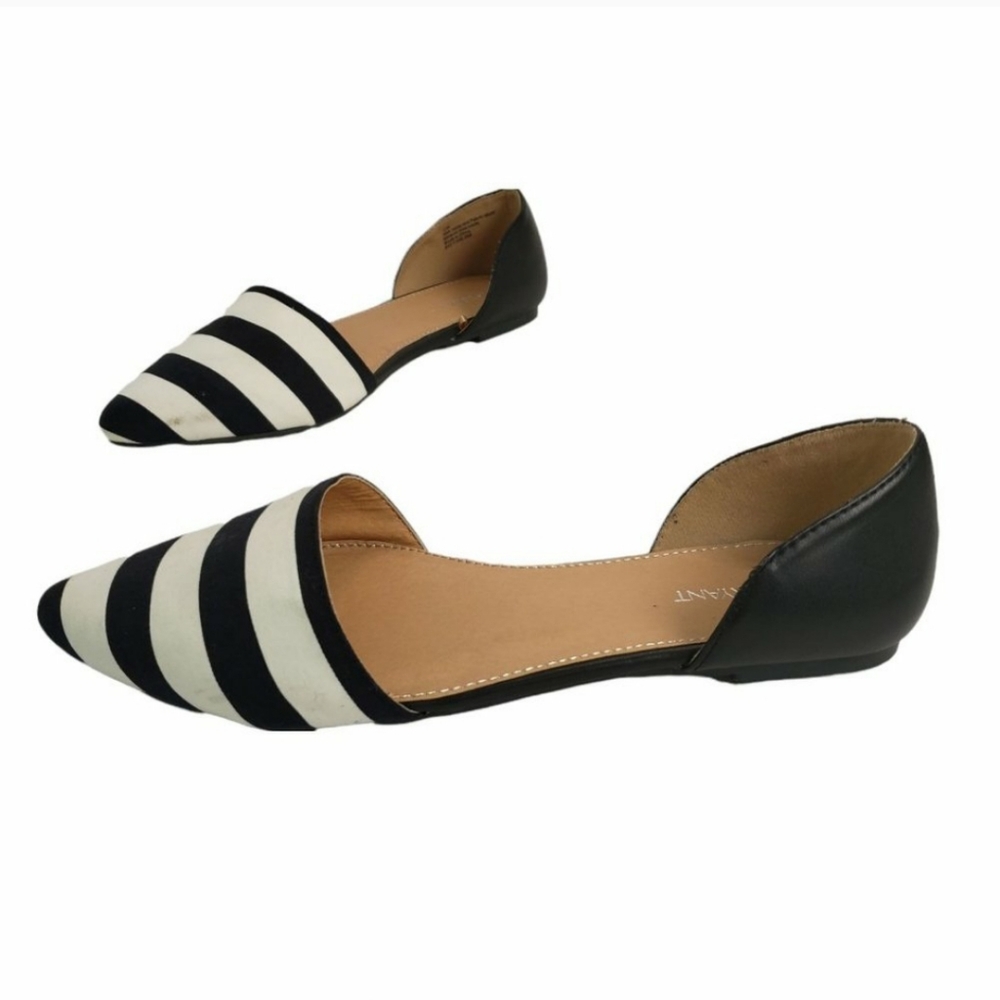 Lane Bryant Striped D’Orsay Ballerina Flats Size Wide Preppy Flat Shoes 12 Wide